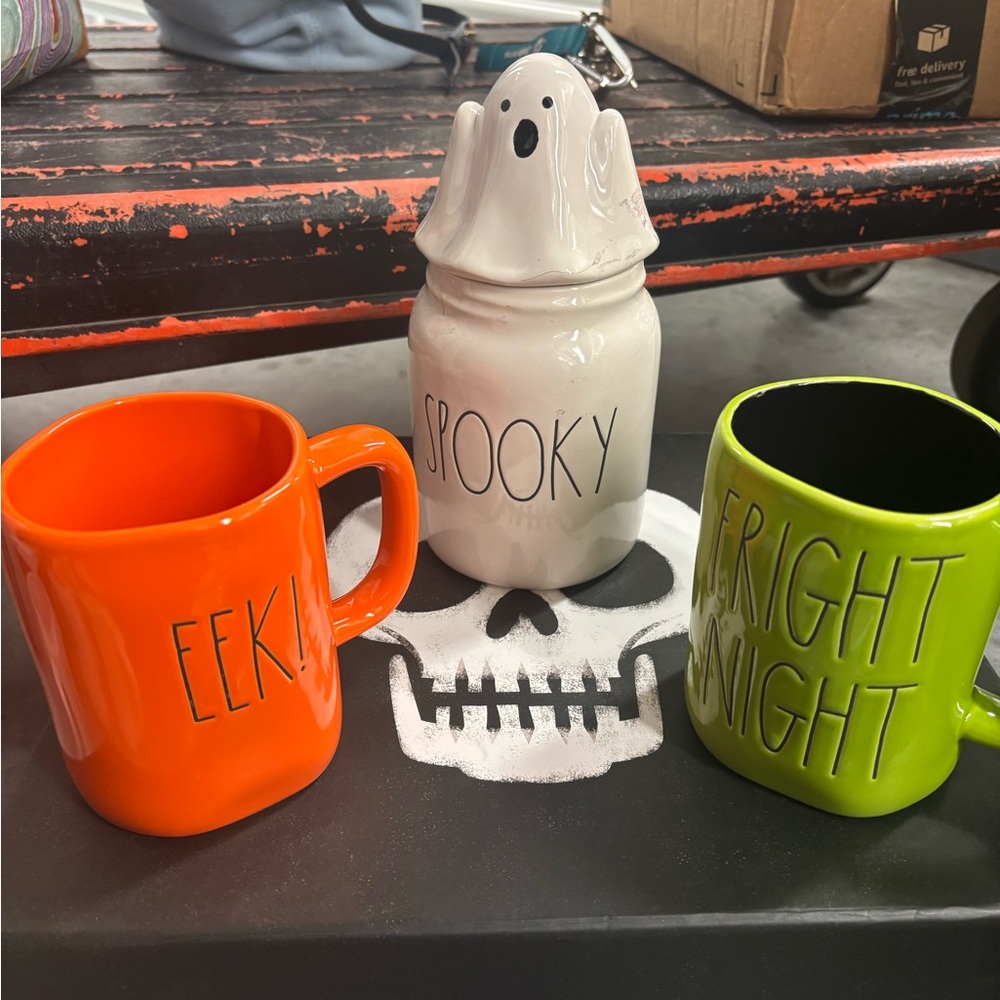 Rae Dunn Halloween bundle spooky ghost canister and mugs